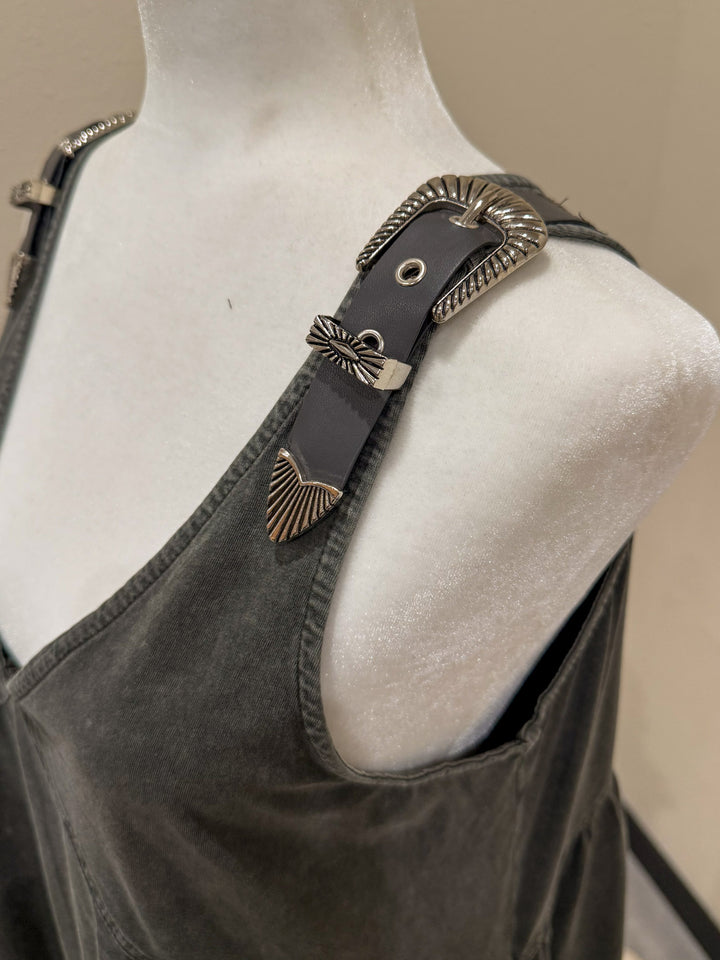 Presley Buckle Dress: Black