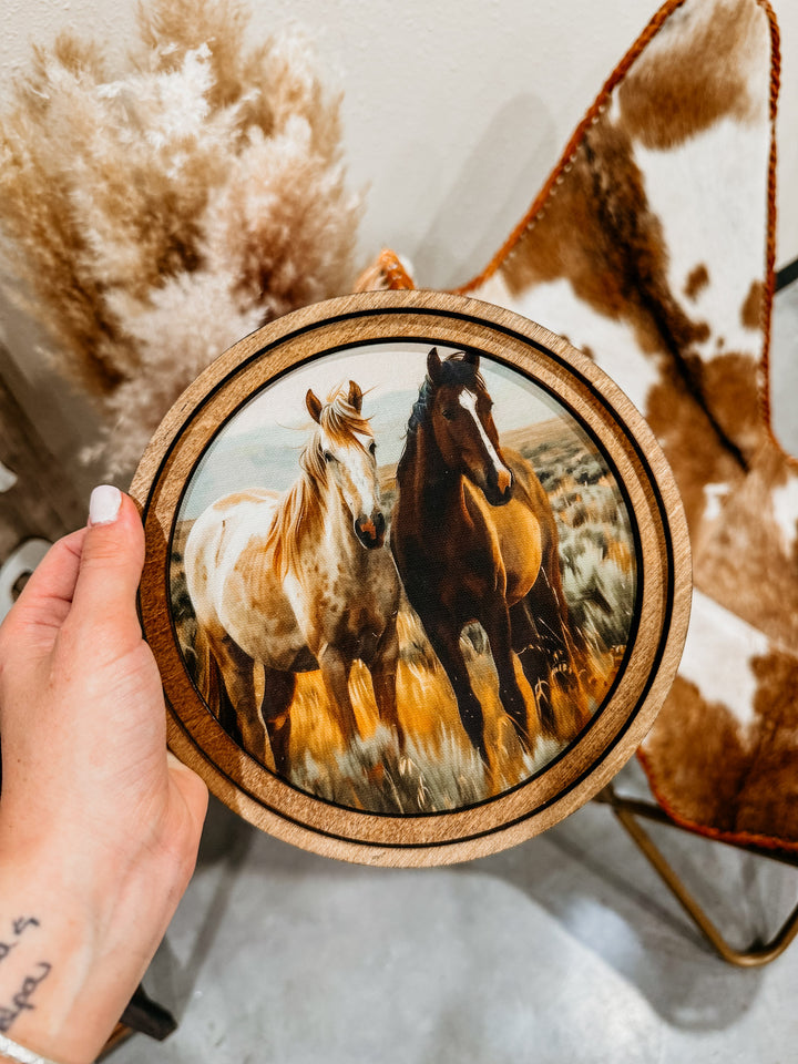 Sun Glazed Horses Circle Art