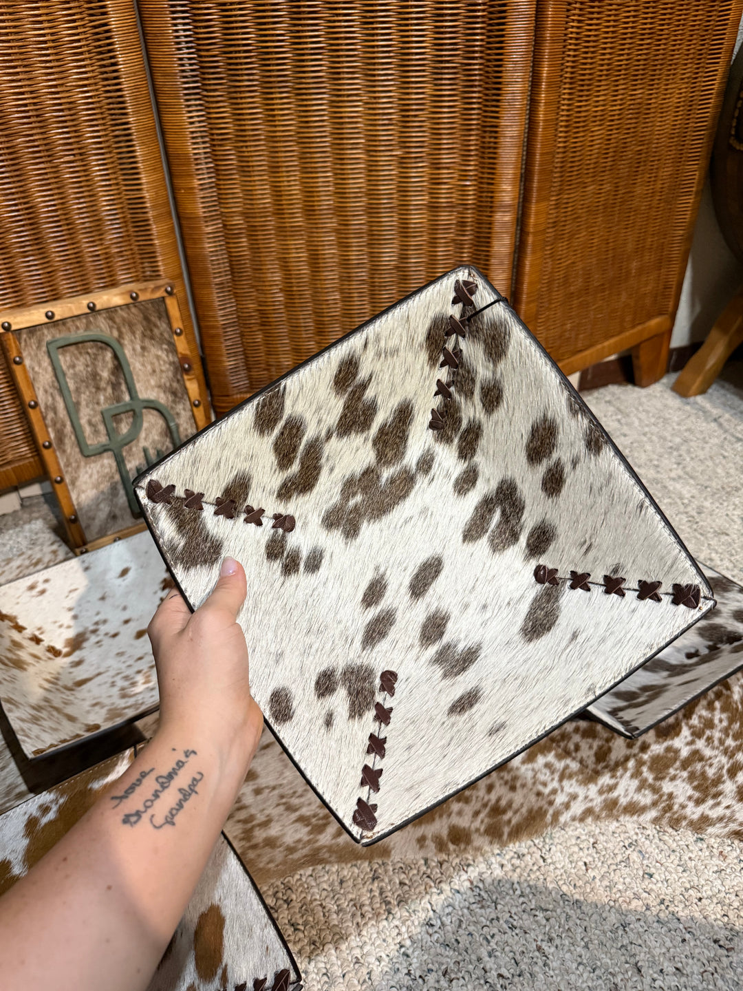 Cowhide & Leather Decorative Bowl