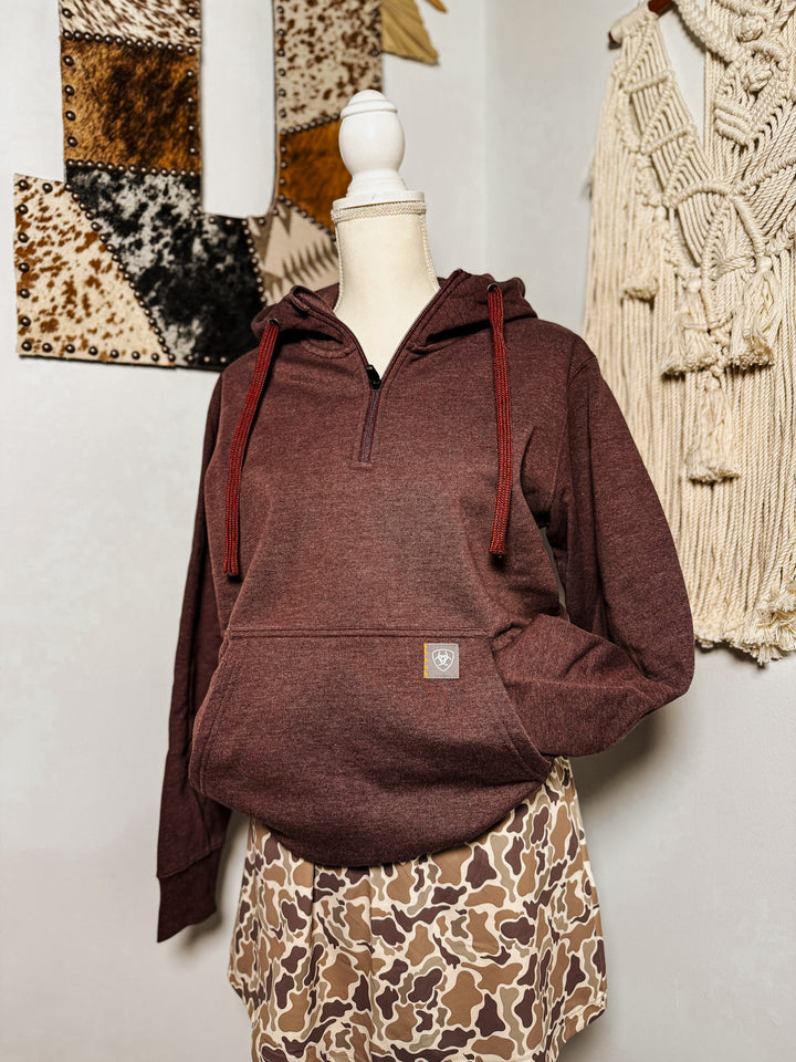 Ariat 1/2 Zip Hoodie: Burgundy