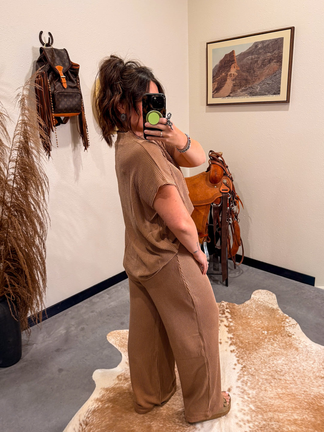Carlee Ribbed Set: Deep Camel