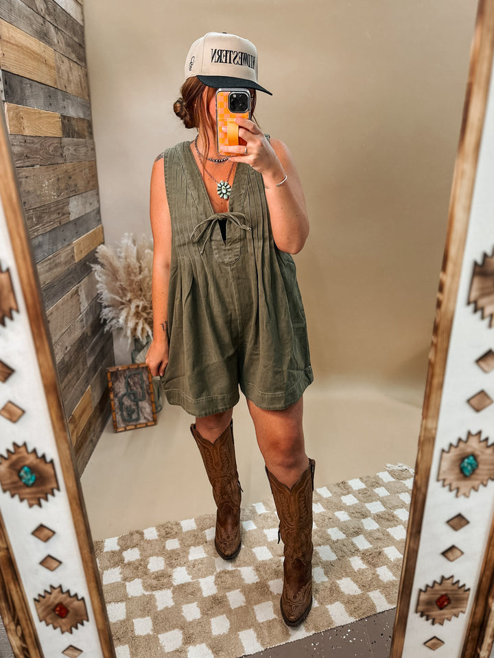 Kick Back Romper: Olive