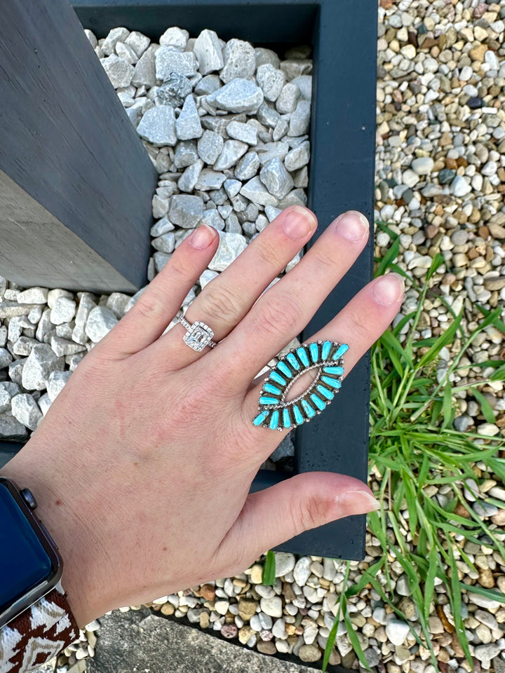 Needlepoint Turquoise Ring