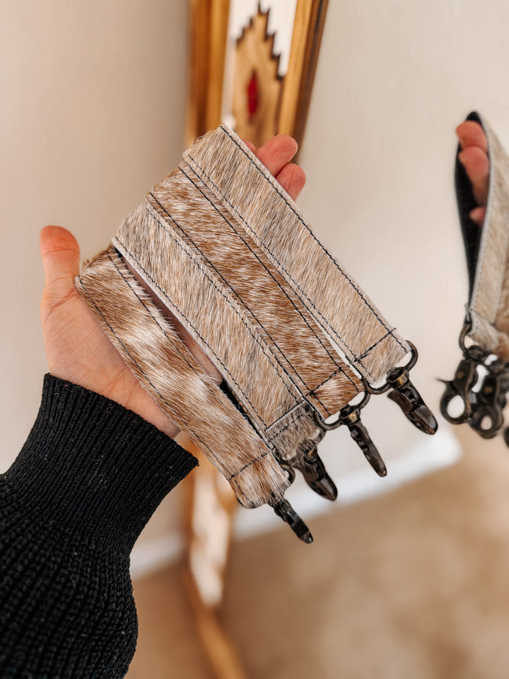 Running Late Cowhide Wristlet