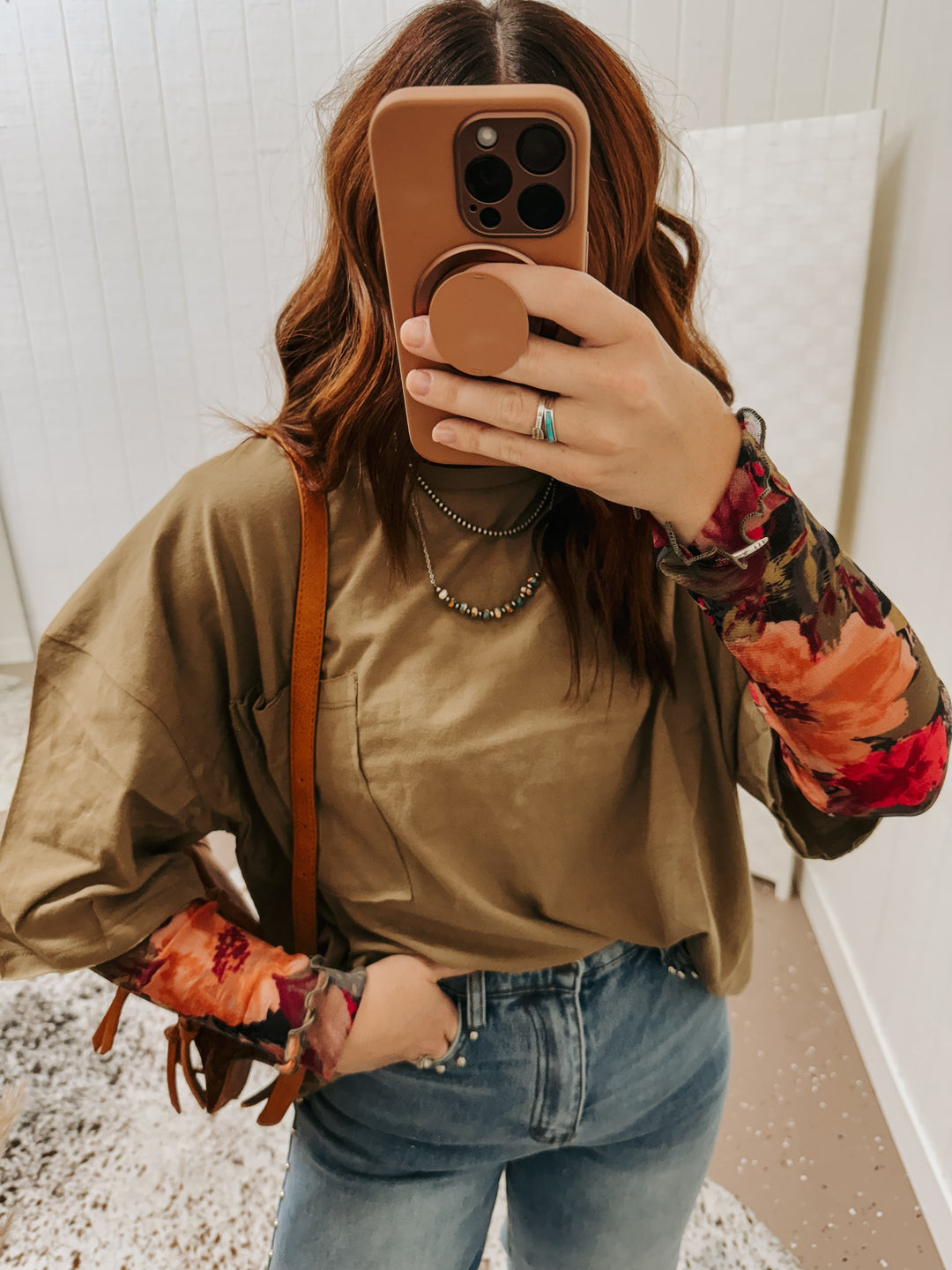 Autumn Floral Mesh Top