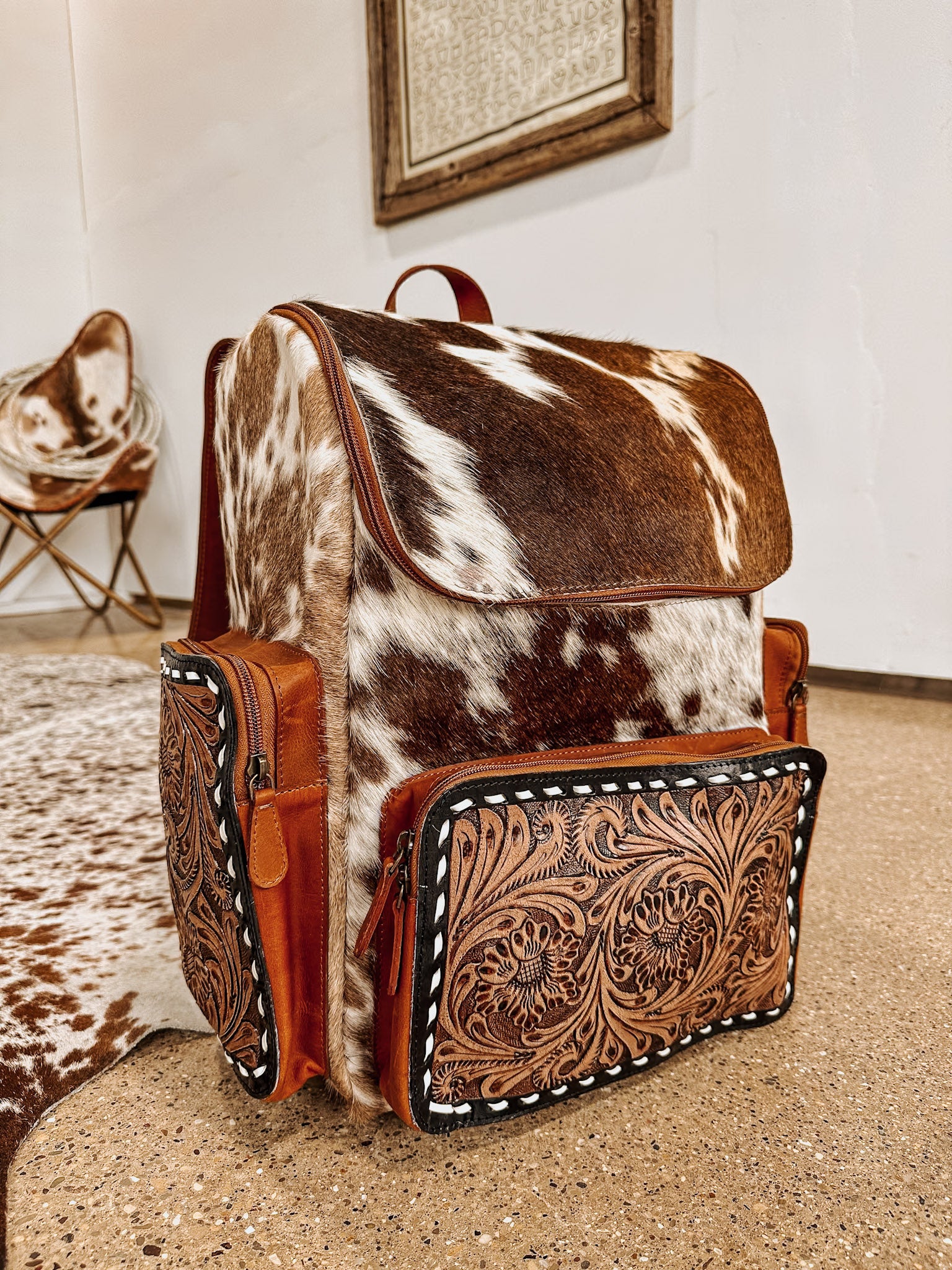 Evangeline Cowhide Backpack