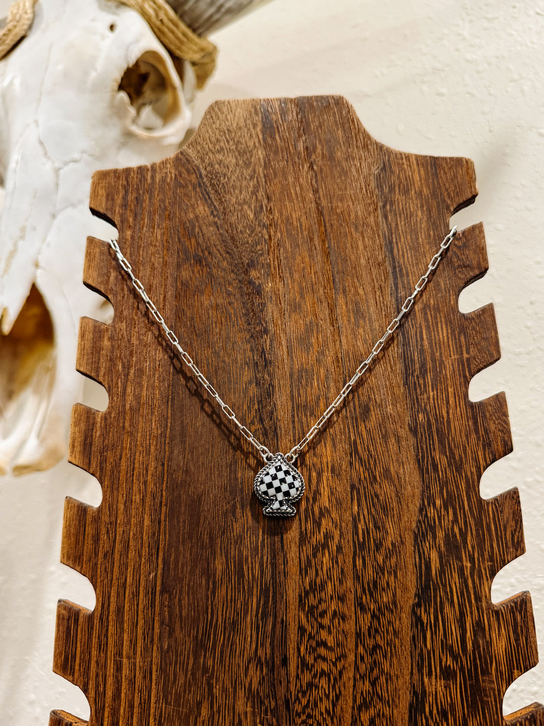 Checkered Spade Necklace