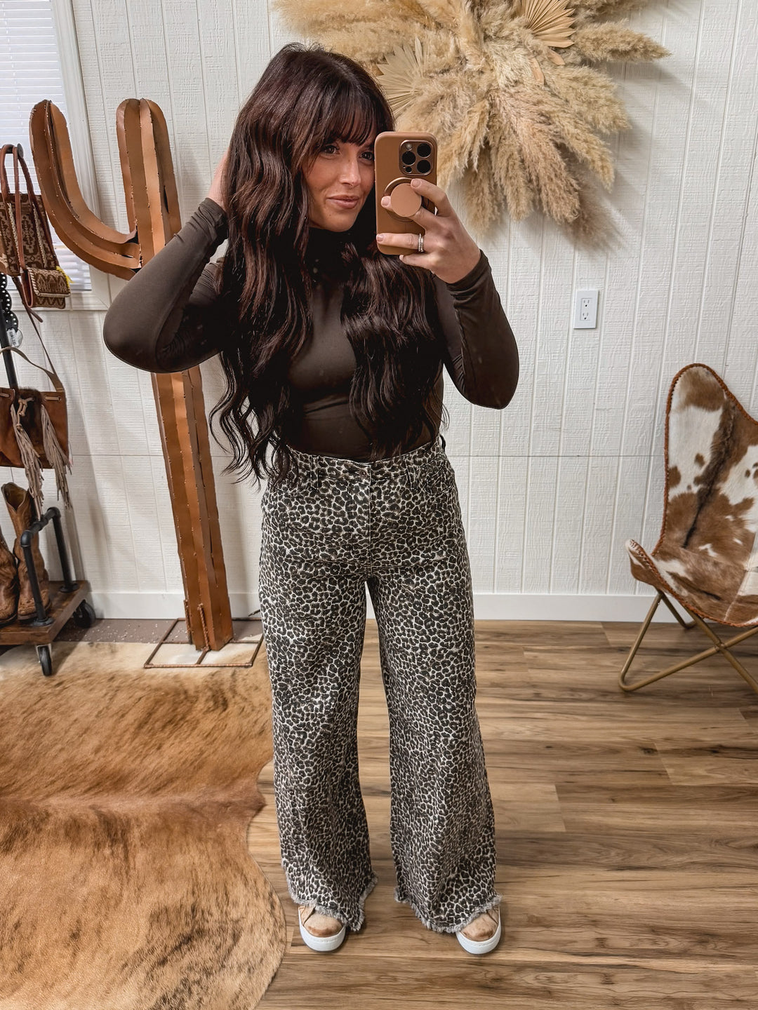 Leopard Wide Leg Jeans