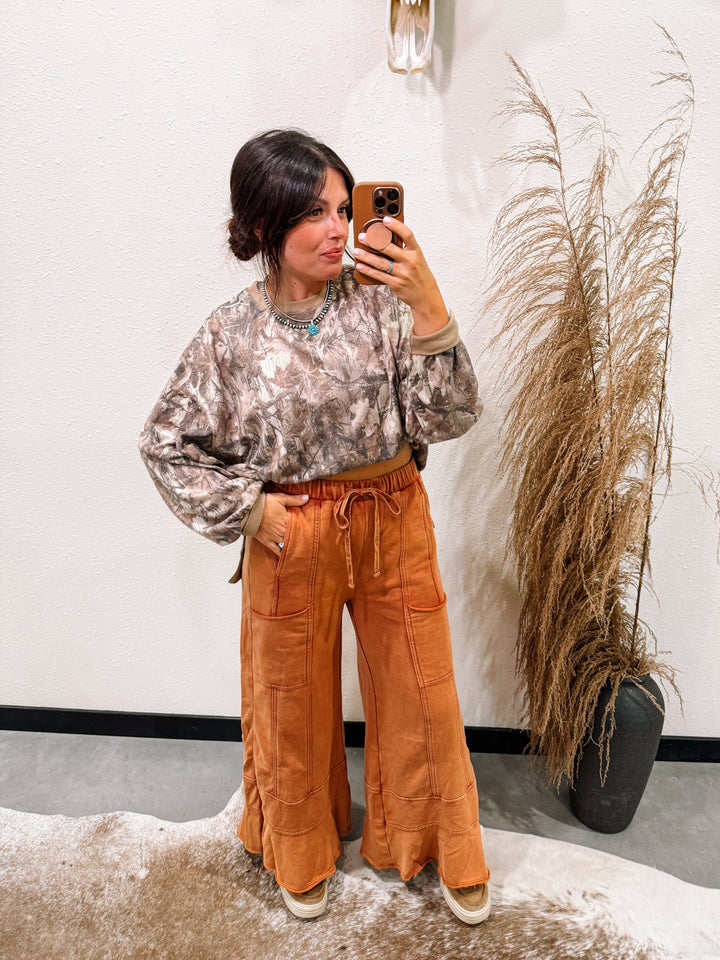 Sand Dune Wide Leg Pant: Terracotta