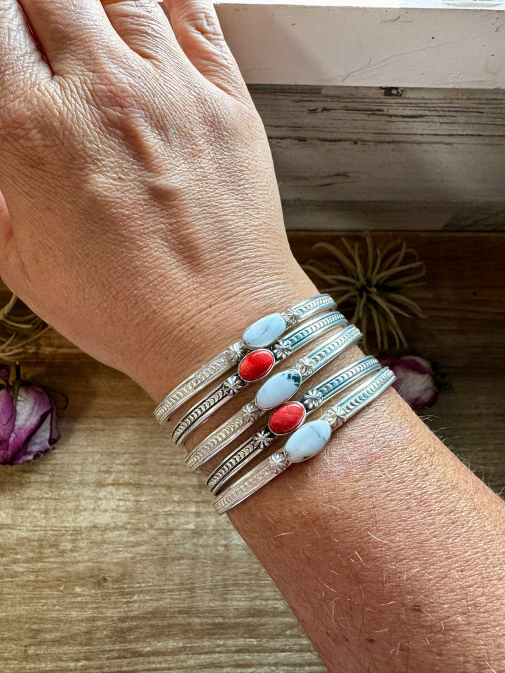 White Buffalo or Red Spiny Cuff Bracelet