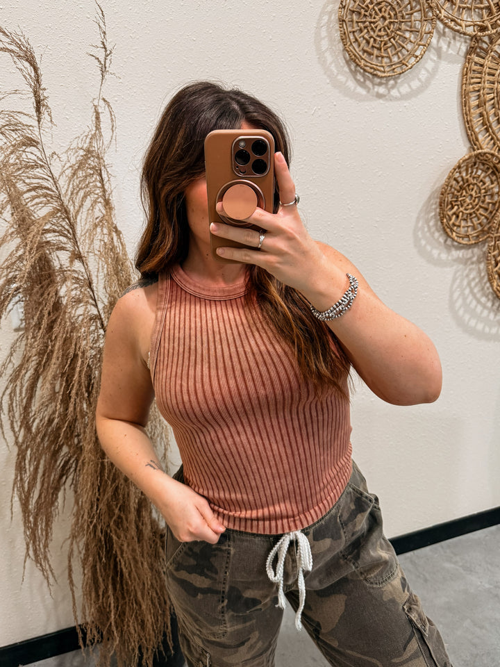 Core Ribbed Tank: Deep Camel