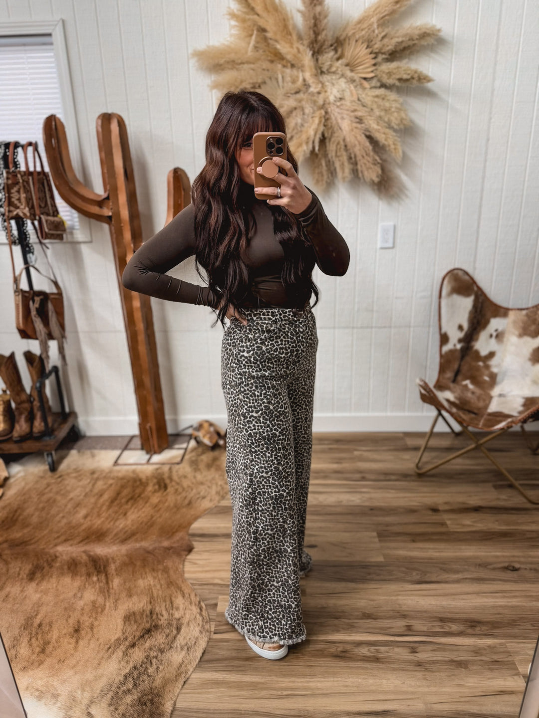 Leopard Wide Leg Jeans