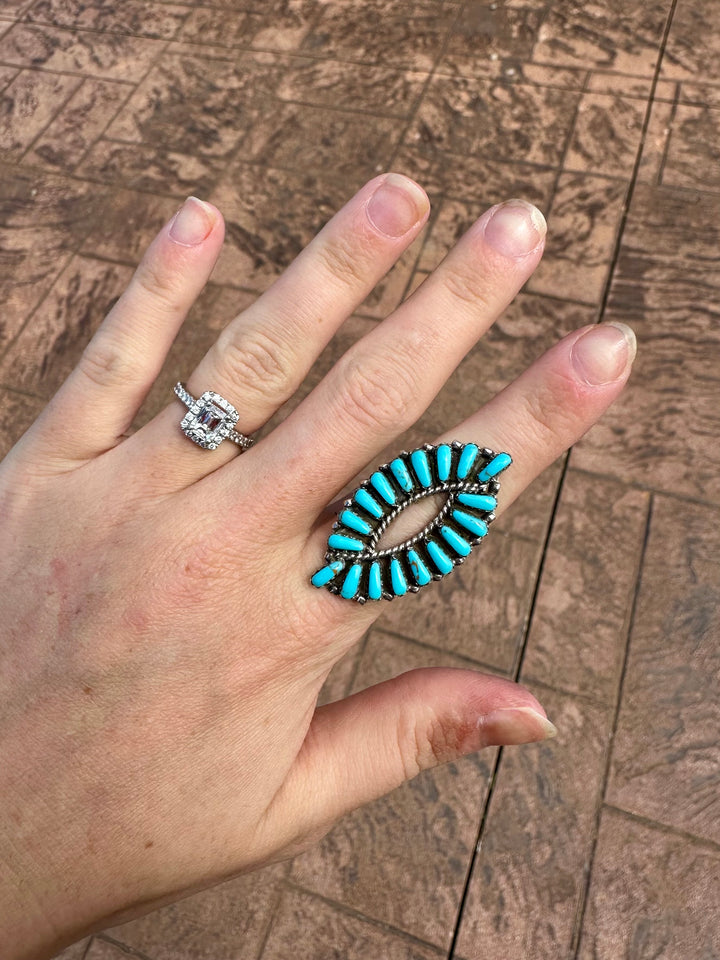 Needlepoint Turquoise Ring