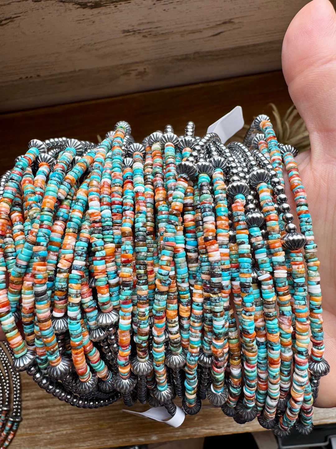 Spiny Oyster & Sterling Silver Pearl Choker - 14”