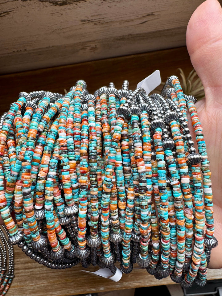 Spiny Oyster & Sterling Silver Pearl Choker - 14”