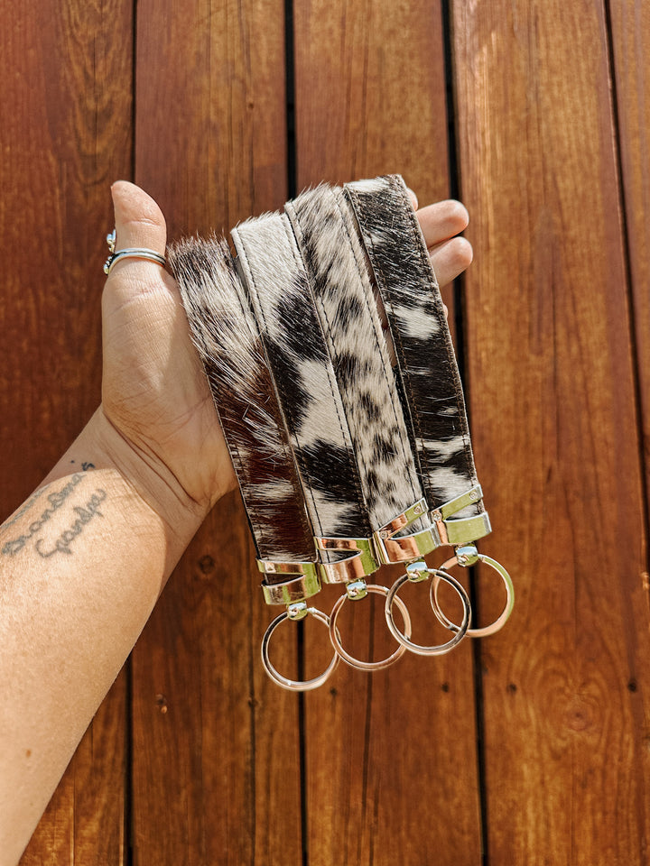 Mooving On Cowhide Wristlet