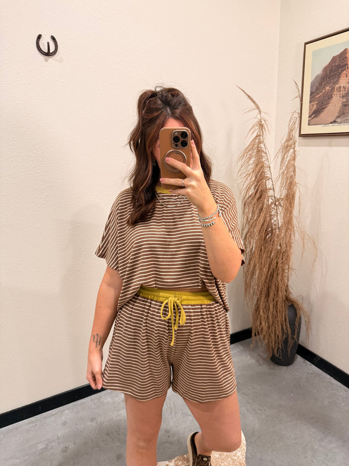 Leather and Lime Striped Set