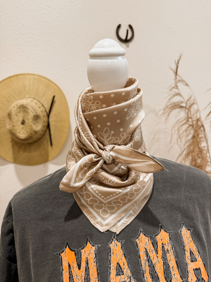 Dottie Satin Square Scarf: Beige