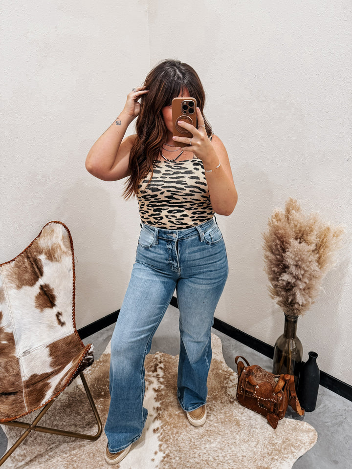 Leopard Ribbed Seamless Top