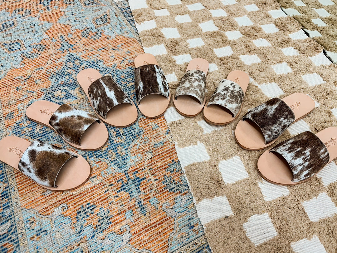 Agave Sky Cowhide Sandals: Chocolate