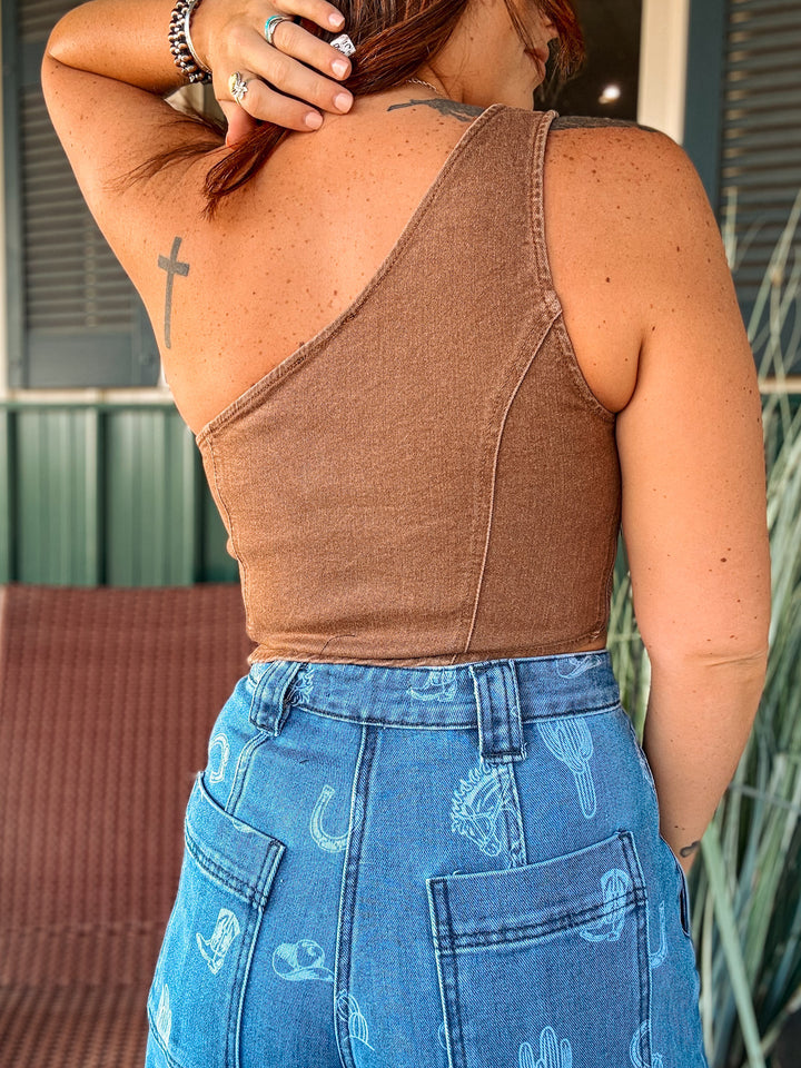 Trailblazer Asymmetrical Denim Top