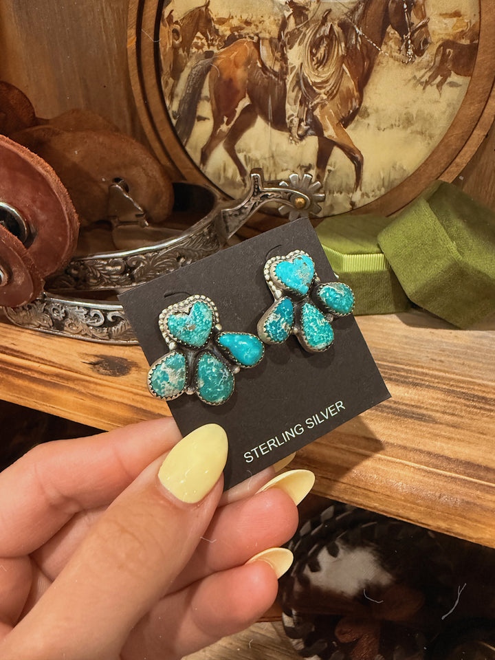 White Water Turquoise Cluster Earrings