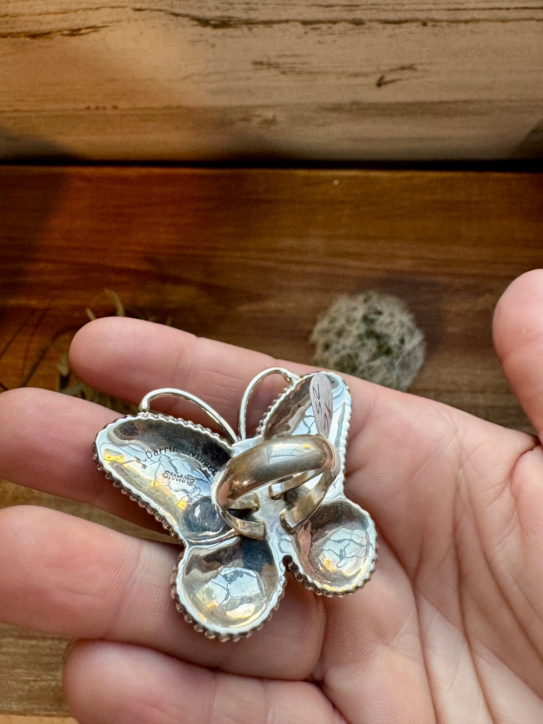 Pink Conch Butterfly Ring -size 7.5