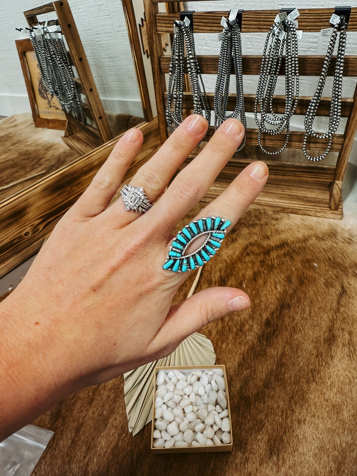 Needlepoint Turquoise Ring