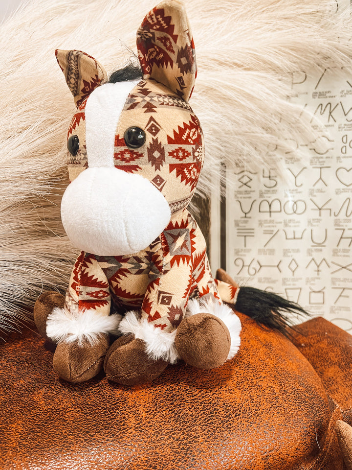 Small Horse Stuffy: Red Aztec