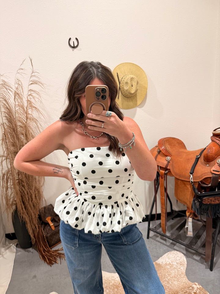 Polka Dot Peplum Top
