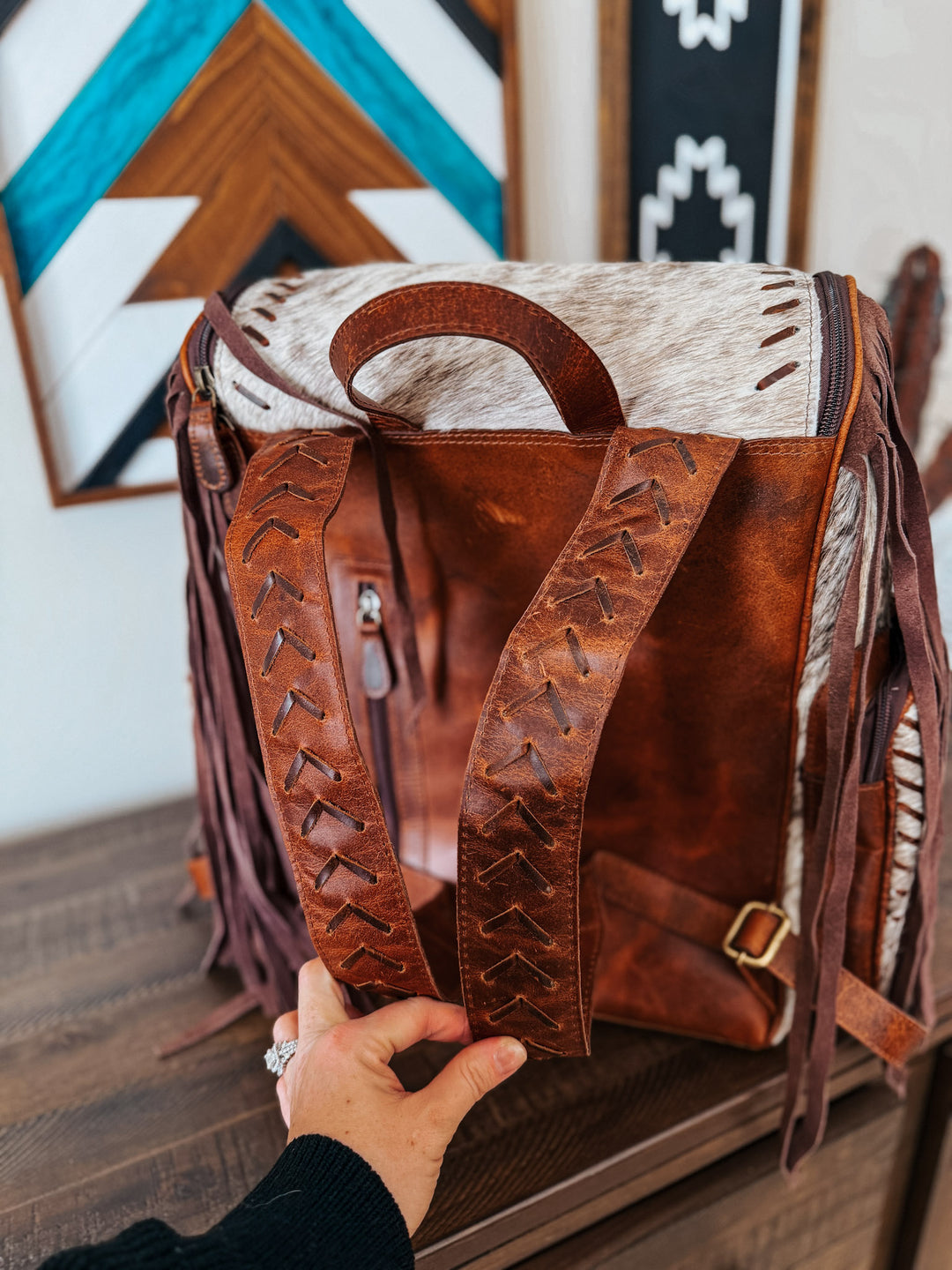Fringed Out Cowhide Backpack #3