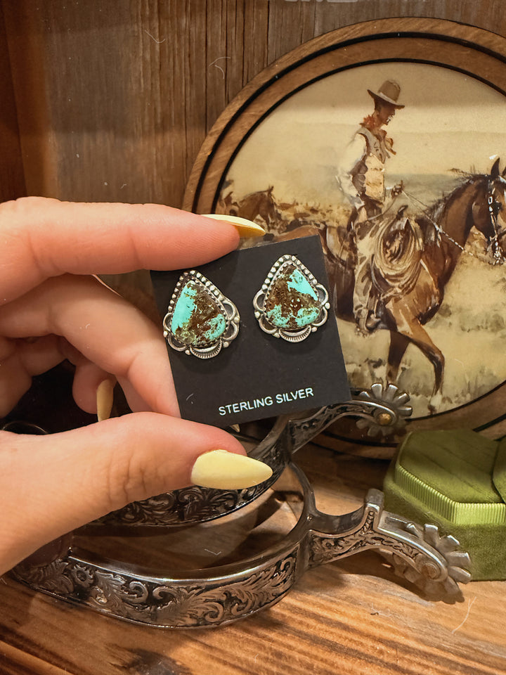 Number 8 Turquoise Teardrop Earrings