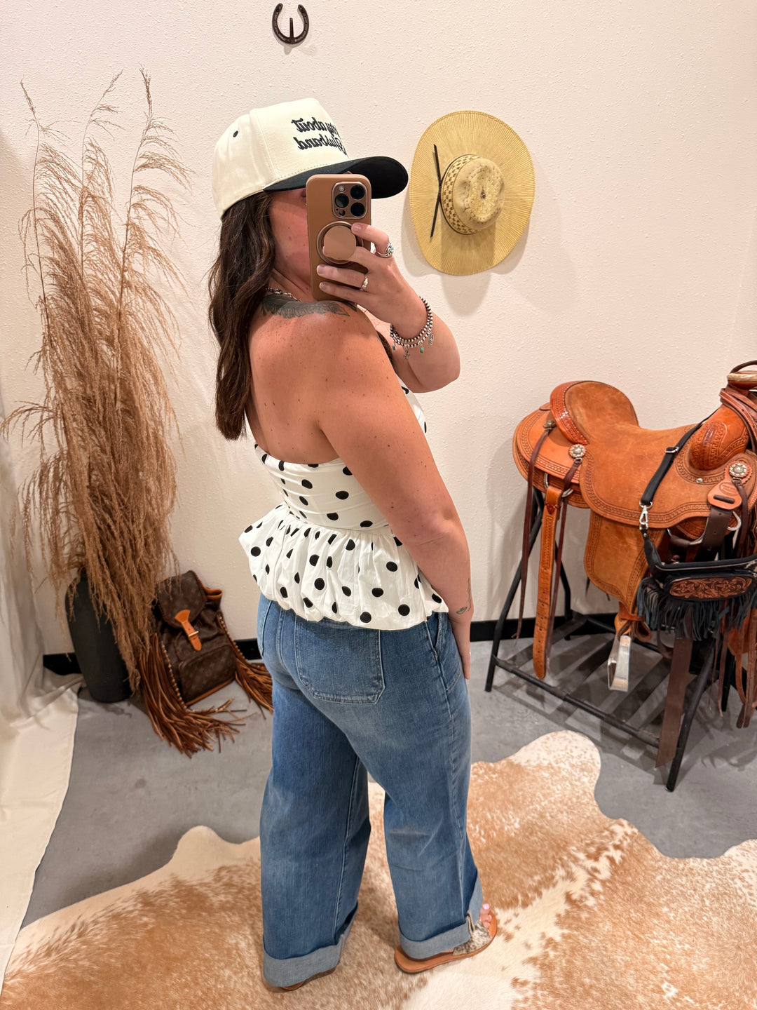 Polka Dot Peplum Top