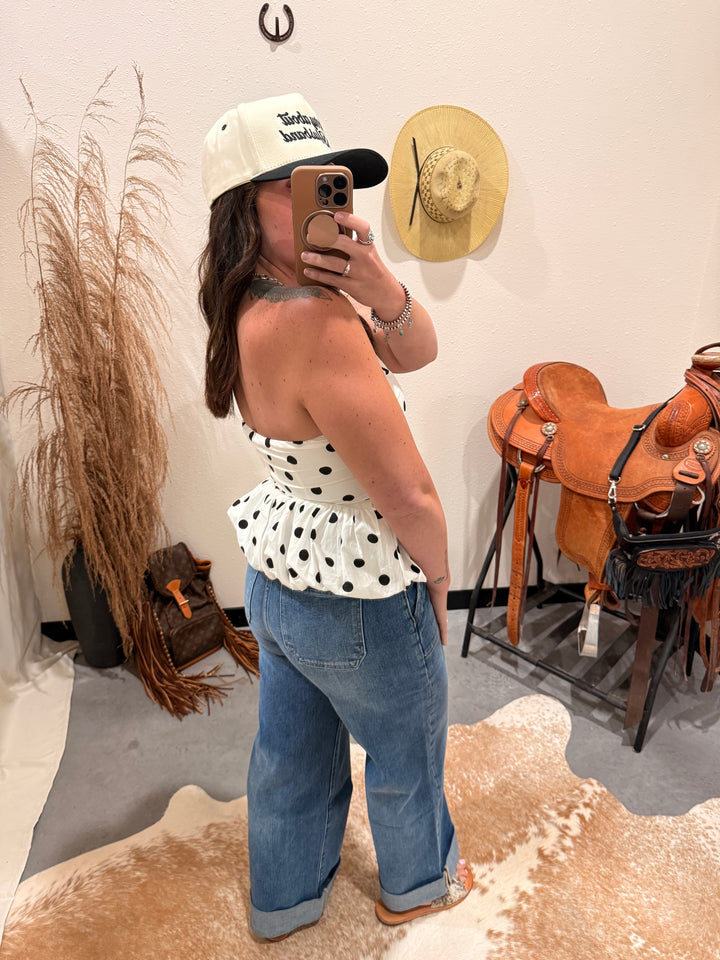 Polka Dot Peplum Top