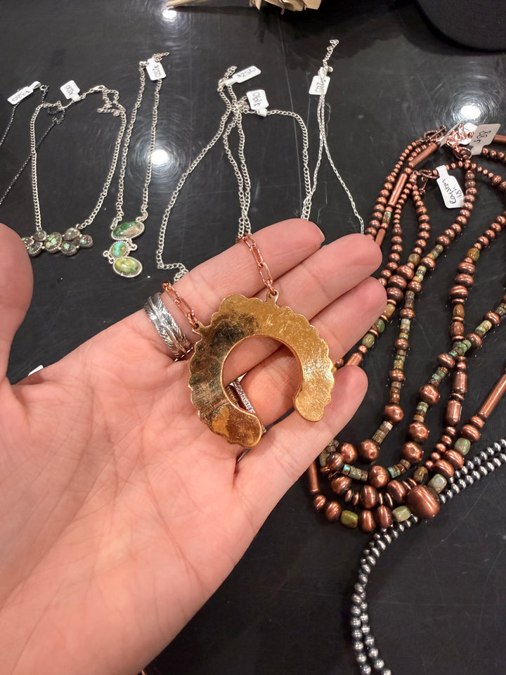 Mohave & Pink Conch Copper Necklace