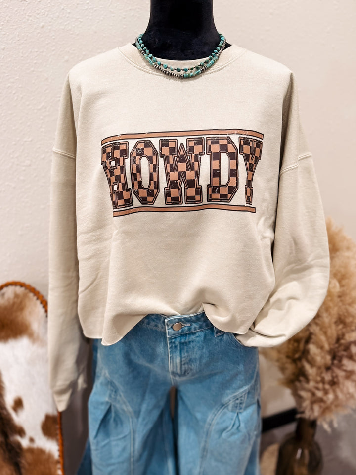Howdy Checkered Crewneck