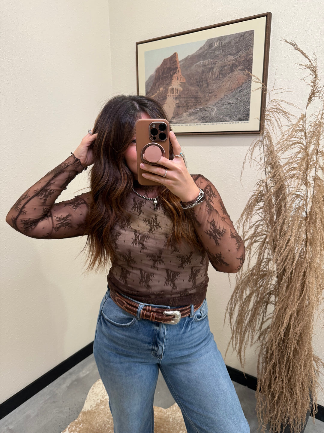 Mischief Lace Top: Brown