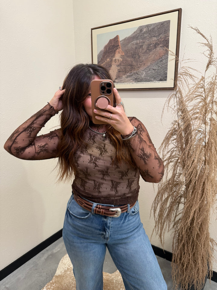 Mischief Lace Top: Brown