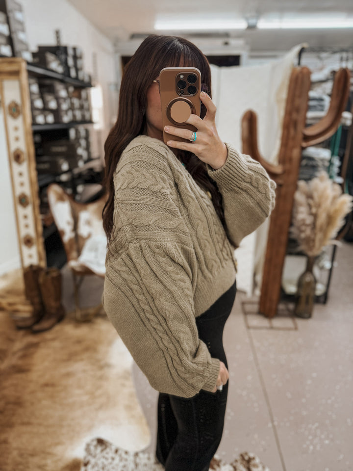 Chunky Knit Cardigan: Mocha