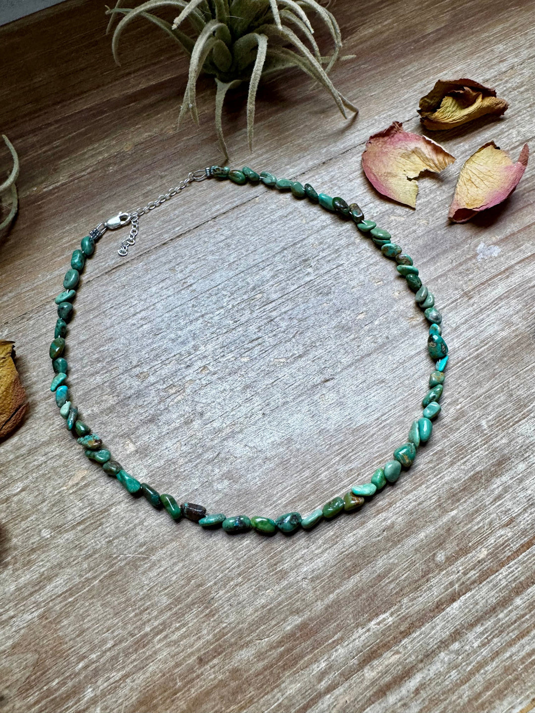 Green Nugget Turquoise Choker - 14”