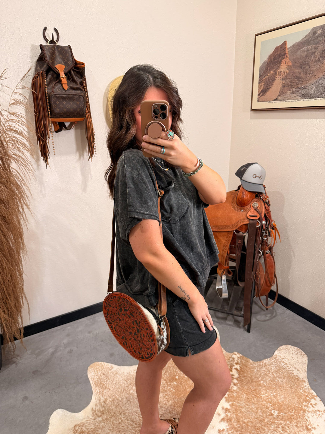 Trip Tooled Leather Canteen Bag