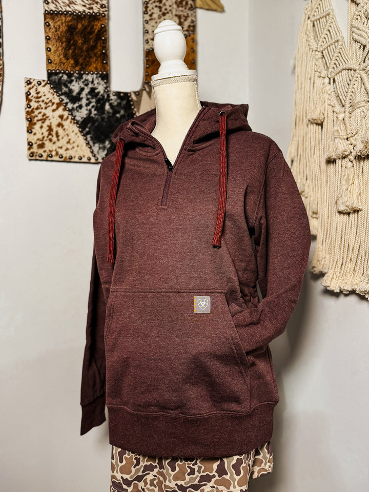 Ariat 1/2 Zip Hoodie: Burgundy