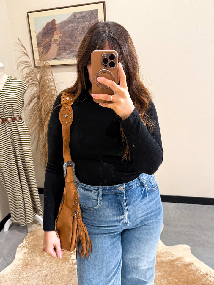 Half Moon Fringe Buckle Hobo Bag