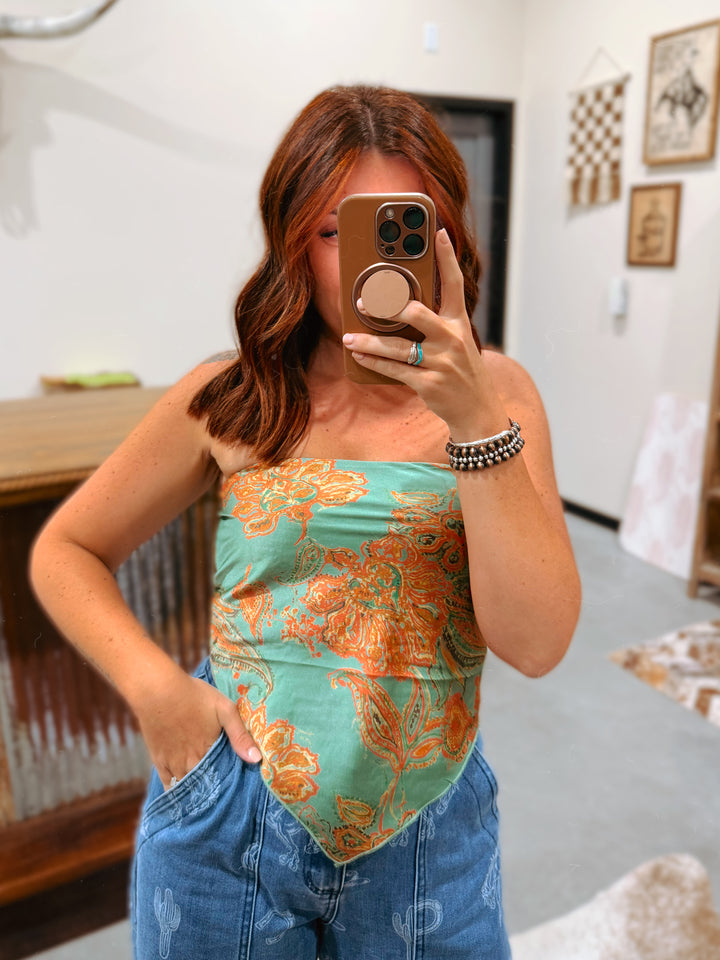 Jade Satin Bandana Top
