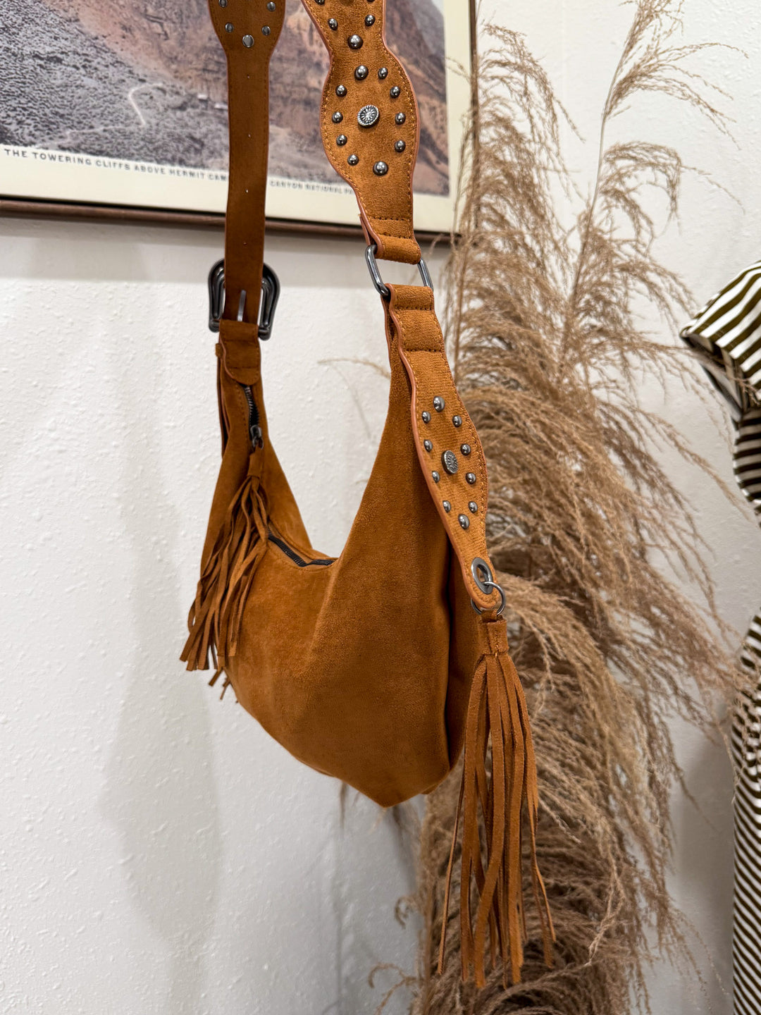 Half Moon Fringe Buckle Hobo Bag
