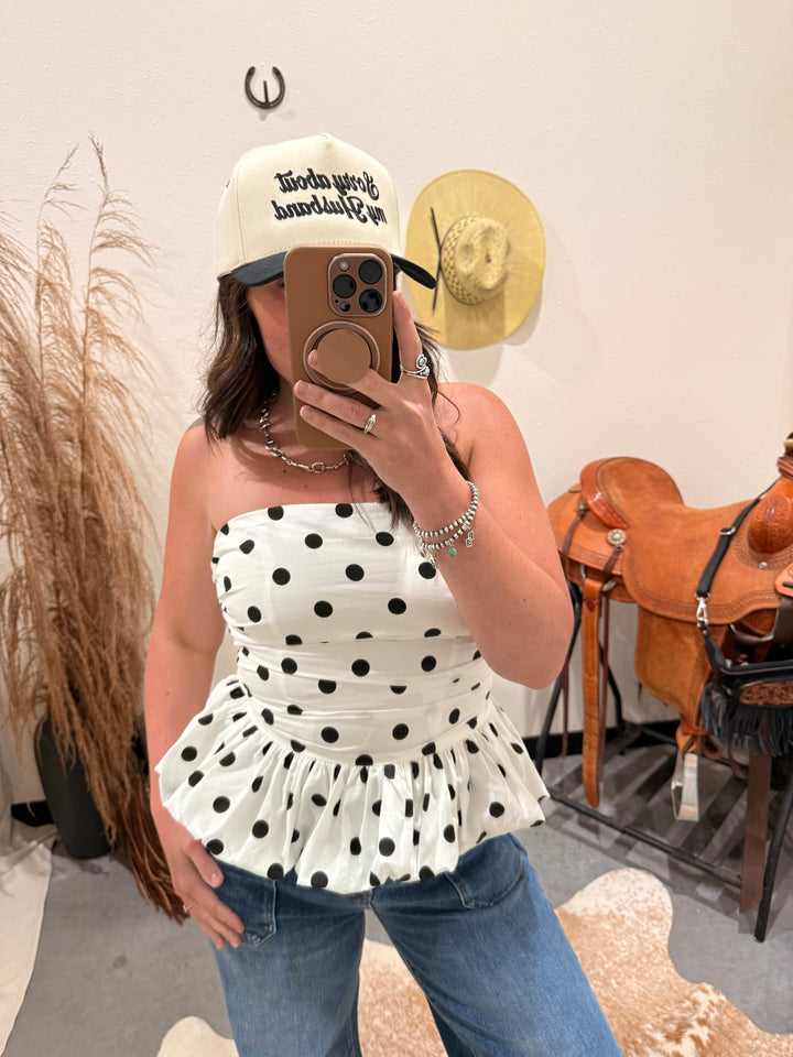 Polka Dot Peplum Top