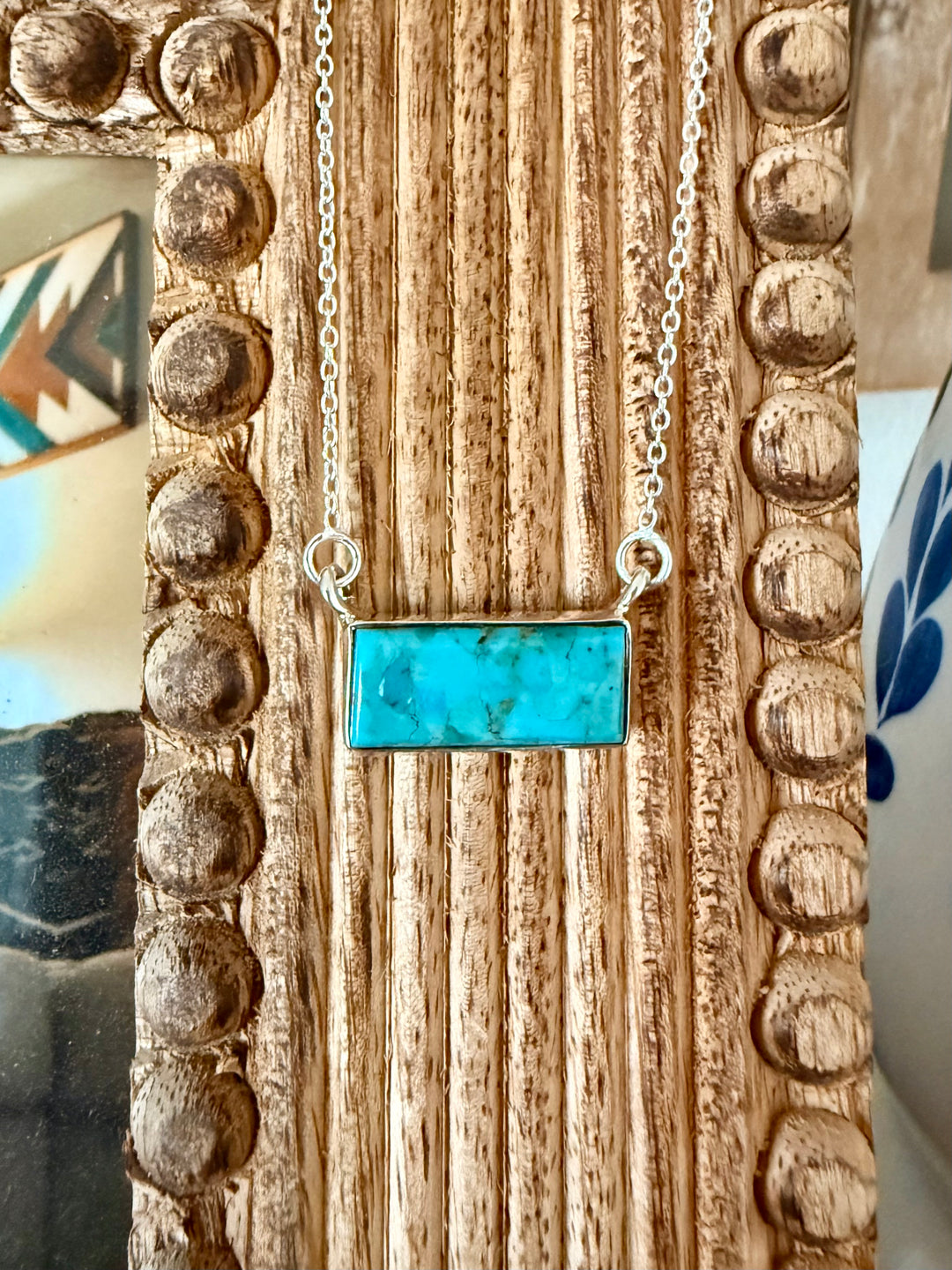 Dainty Kingman Turquoise Bar Necklace