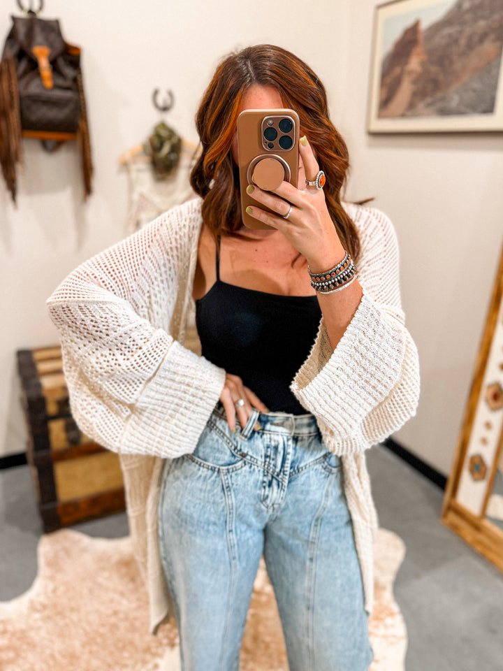 Reagan Crochet Cardigan: Cream