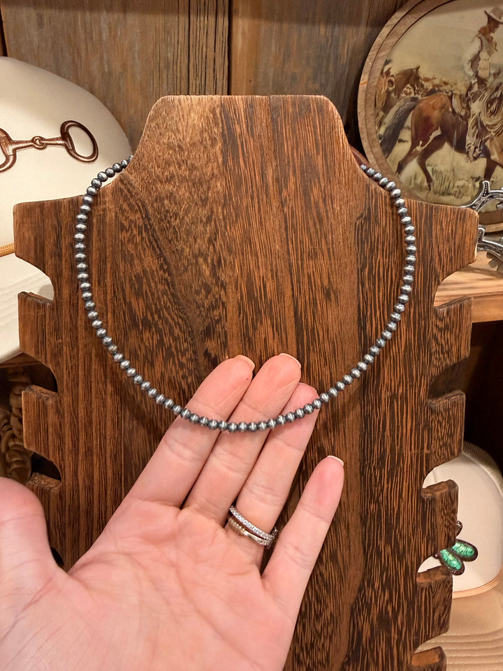 4mm - 14” Silver Plated Pearl Necklace