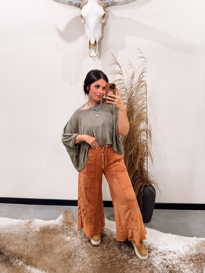 Sand Dune Wide Leg Pant: Terracotta
